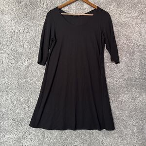 Eileen Fisher Women’s Mini Dress 1/2 Sleeve Black Stretch Casual Basic